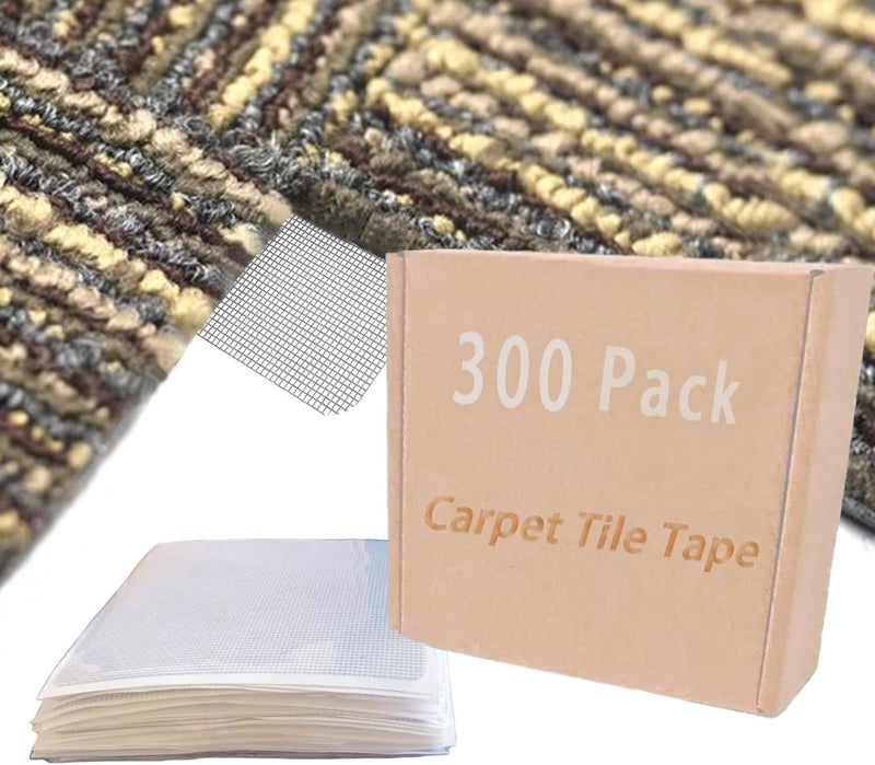 Aetherix Carpet Tile Tape, 4" x 4"Carpet Square Adhesives Tabs That Creates a Floating Floor 300 tabs per Pack - Image 1